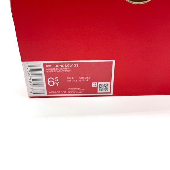Nike Dunk Low Red Black Toe 6.5 Youth / 8 Womens New HF9980-600 - Picture 10 of 11
